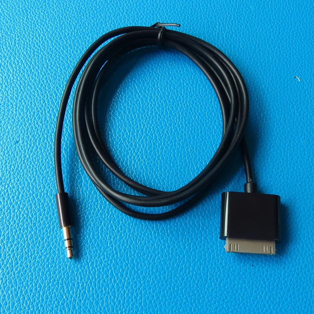 Kabel audio AUX 1,5 m z wtykiem 30-pinowym (męski) do gniazda 3,5 mm (męskie) do samochodowego systemu stereo, kompatybilny z urządzeniami iOS. — zdjęcie produktu 3