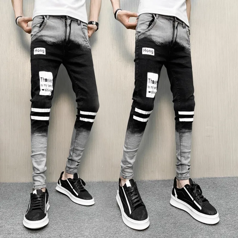 Jeans Spring Skinny Men Slim Fit Casual Denim Men Pants Hot Sale Fashion Hip Hop Gradient Harem Pants Men Jeans Homme Clothes