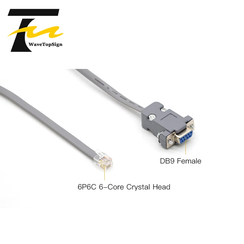 WaveTopSign RJ11 6P6C Crystal Head to RS232 Serial Port Female DB9 Adapter Cable