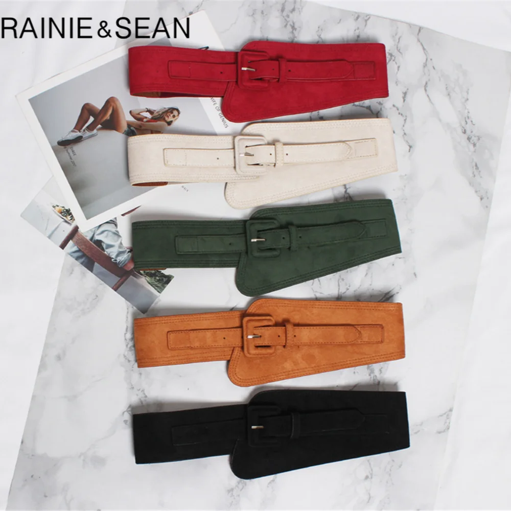 RAINIE SEAN Yellow Wide Belt Women Cummerbunds Ladies Designer Belt for Dress Vintage 2024 New Arrival Female Waist Belt Corset