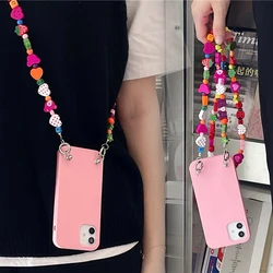 Cartoon Crossbody Lanyard Strap Cord Chain Phone case For iPhone 16 16E 15 14 13 12 11 Pro Max 8 7 Plus Protection Soft Cover