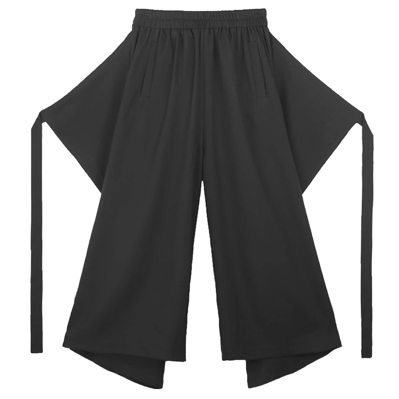 سراويل رجالية للربيع والخريف بنطلون غير رسمي كولوتيس للرجال سراويل كبيرة ذات قاع جرس تصميم شريطي على طراز ياماموتو الياباني