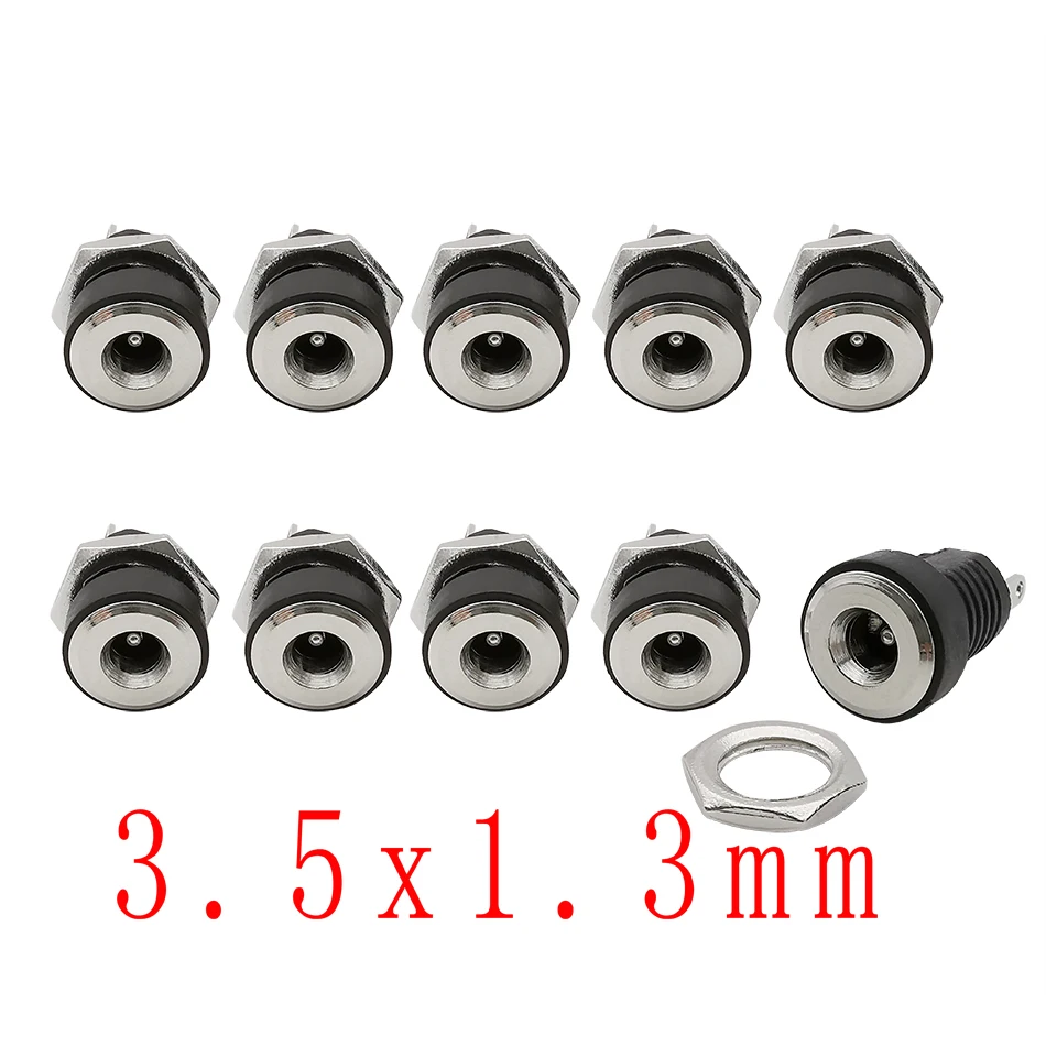 5Pcs DC Power Adapter DC Jack Connector DC022B 3.5x1.3mm Female Panel Mount Connector Plug Adapter 2 Pins 3.5*1.3mm DC-022B