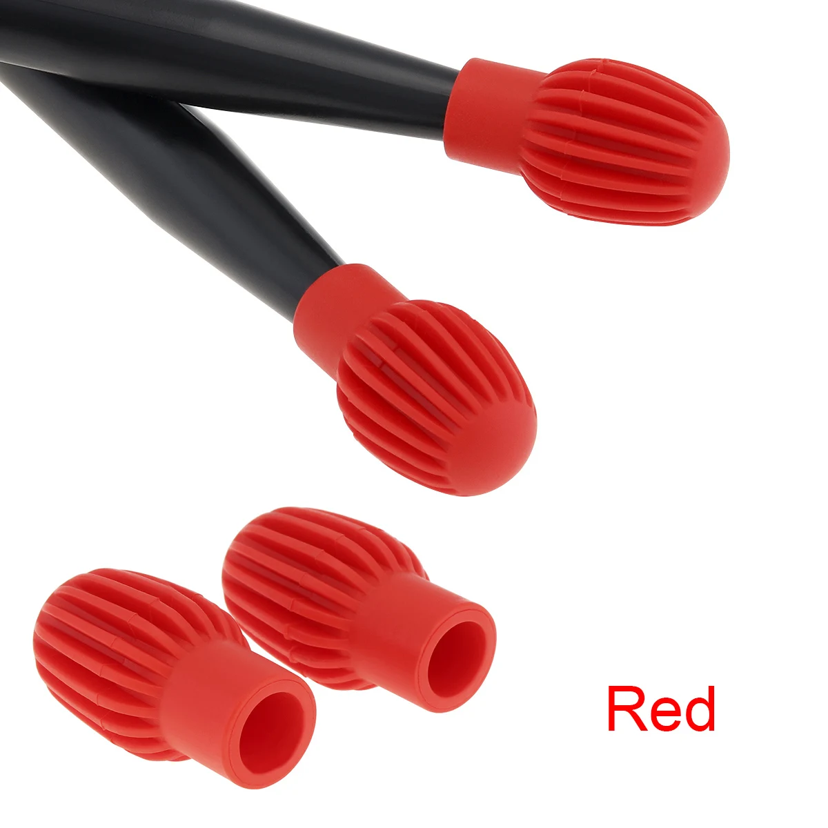 1Pair Drum Stick Head Rubber Sleeve Caps Silicone Drumstick Mute Damper Silent Practice Tips Beginner Practice Play