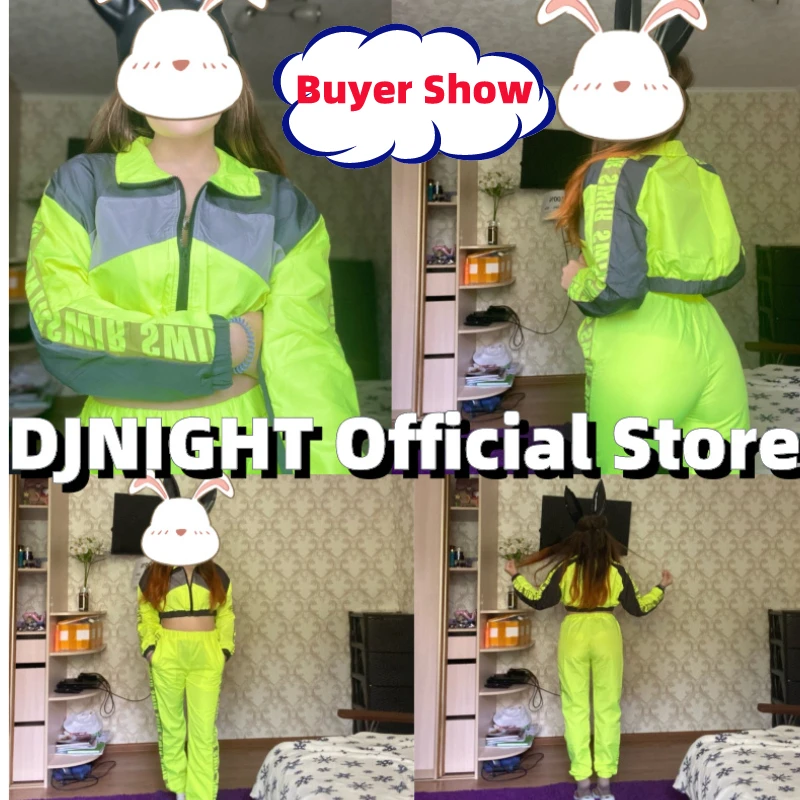 Fluorescent Color Dj Jazz Clothing Women Girls Street Dance Costumes Men Hip Hop Clothes Nightclub Ds Stage Rave Outfit DT1726