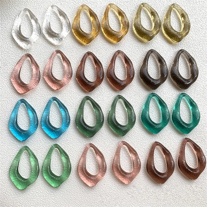 50pcs/lot color print geometry Irregular water droplets shape transparent resin beads diy jewelry earring/garment accessory