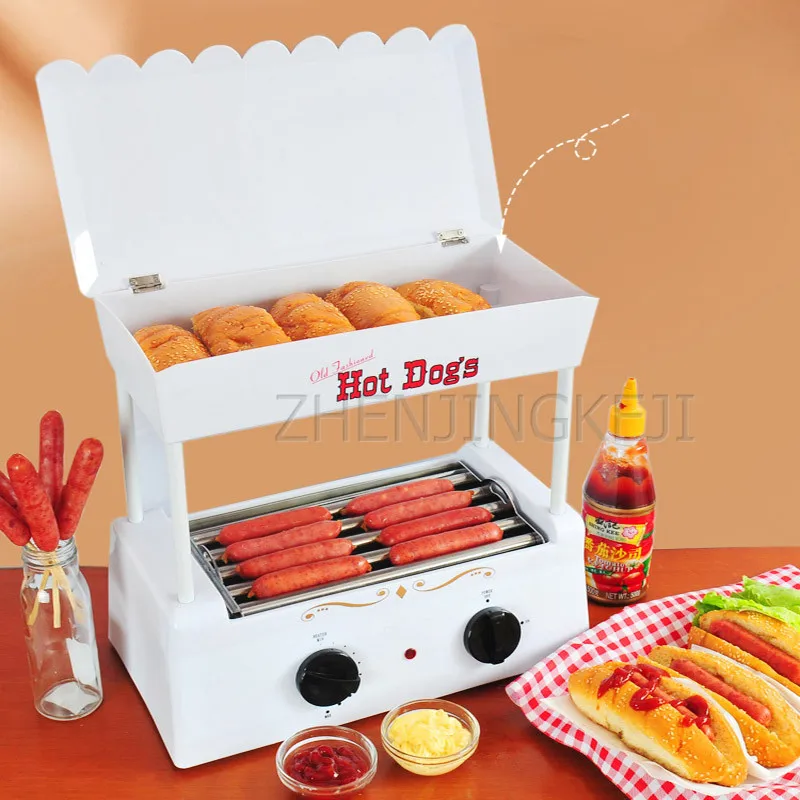 

220V Electric Hot Dog Grill Sausage Machine Stainless Steel Automatic Commercial Chicken Wings Baking Barbecue Machine Home