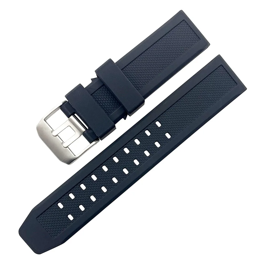 23mm Watchband Silicone Senior Natural Rubber Watch Band Black Male Models Military Table Watch Strap