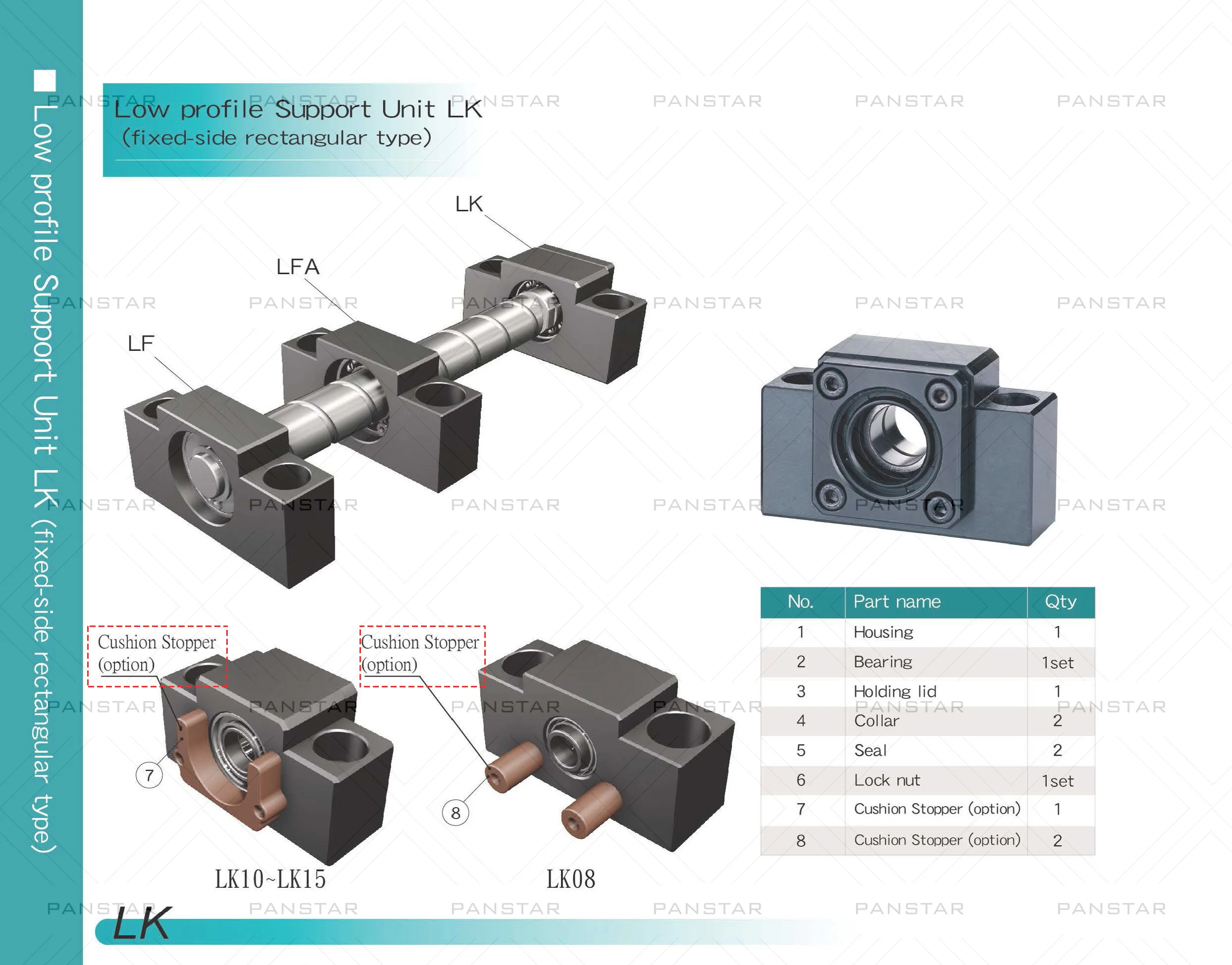 SYK Taiwan LK08 Support Unit Professional LKLF Fixed-side C3 C5 C7 Ground Ball Screw TBI SFU 1204 Premium CNC Parts Low Profile