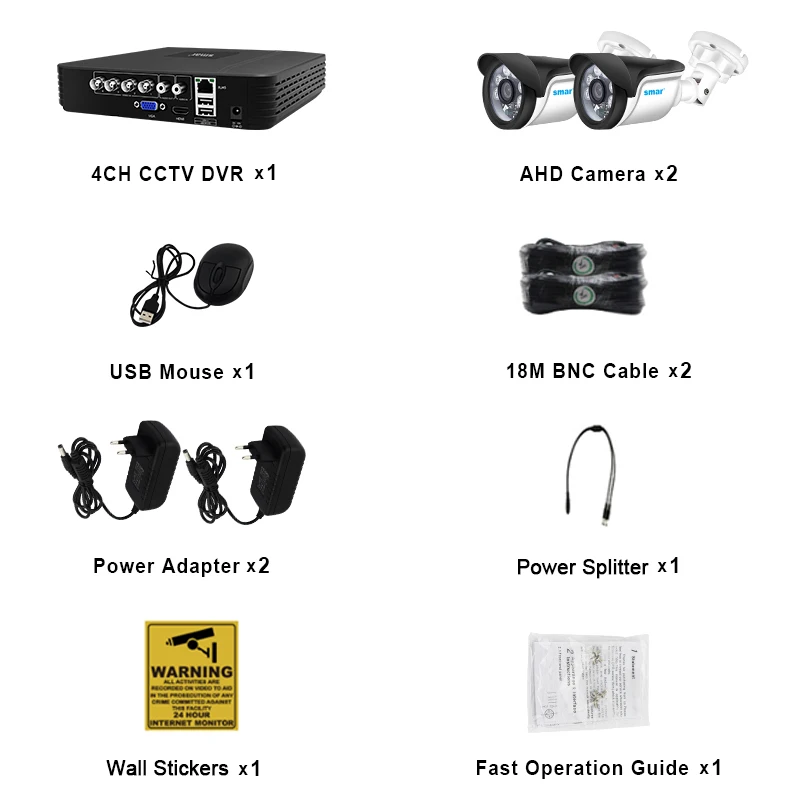 Imagem -06 - Smar Sistema de Vigilância de Vídeo Cctv Sistema Peças 720p 1080p Ahd à Prova Impermeável Água Bala Câmera de Vigilância de Segurança Conjunto E-mail Alarme