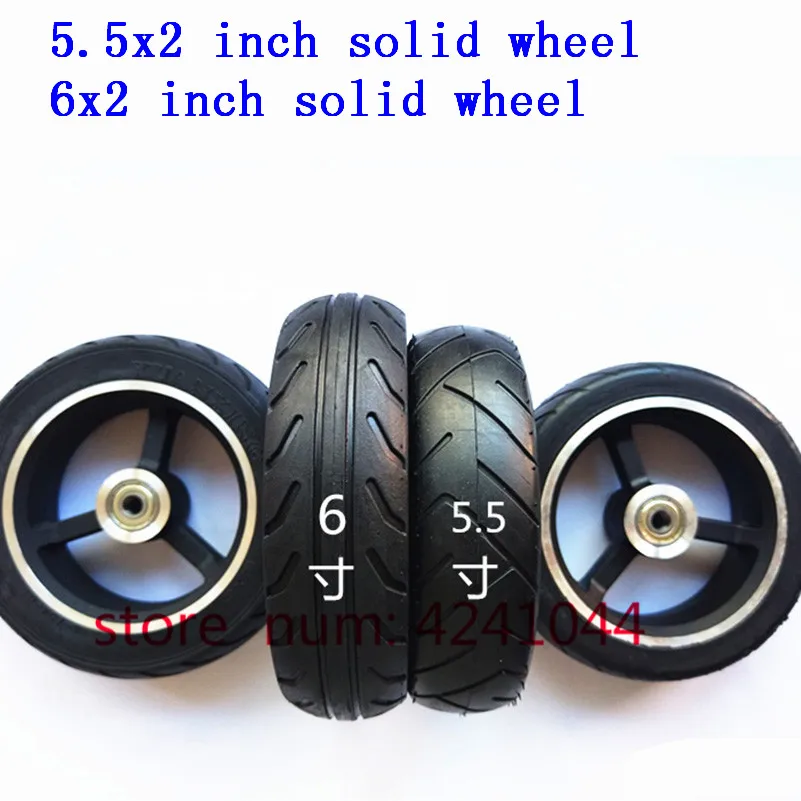 5/5.5 /6 inch solid wheels 5\'\' 5.5x2 145x40 6x2  tyre tire and alloy rim for Fast wheel F0,jackhot,Nes carbon fiber scooter