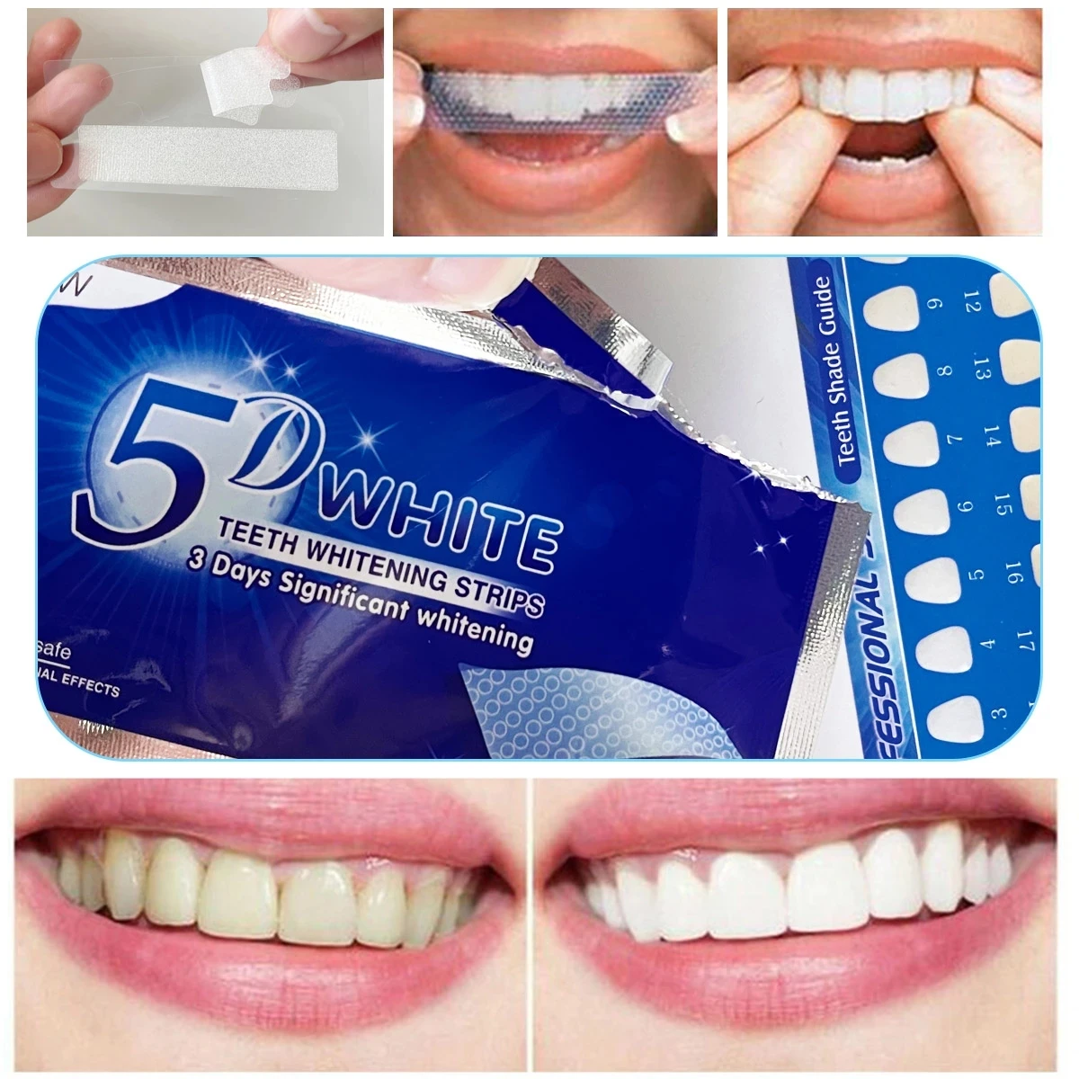 28Pcs/14Pair Gel Teeth Whitening Strips Oral Hygiene Care Double Elastic Teeth Strips Whitening Dental Bleaching Tools