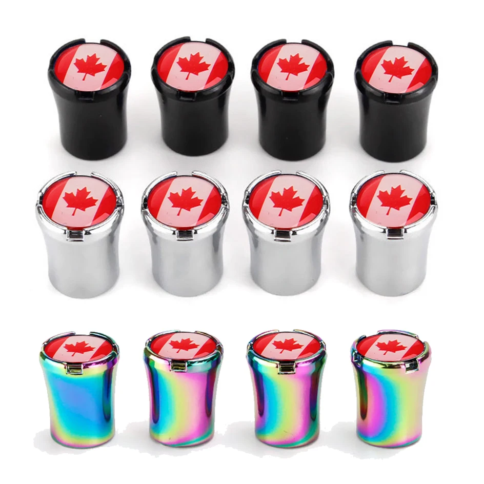 Canada flag Slim Waist Car Wheel Air Port Valves 4pcs/set Dust Proof For Mercedes W213 For Benz Universal Bike Car Accessories