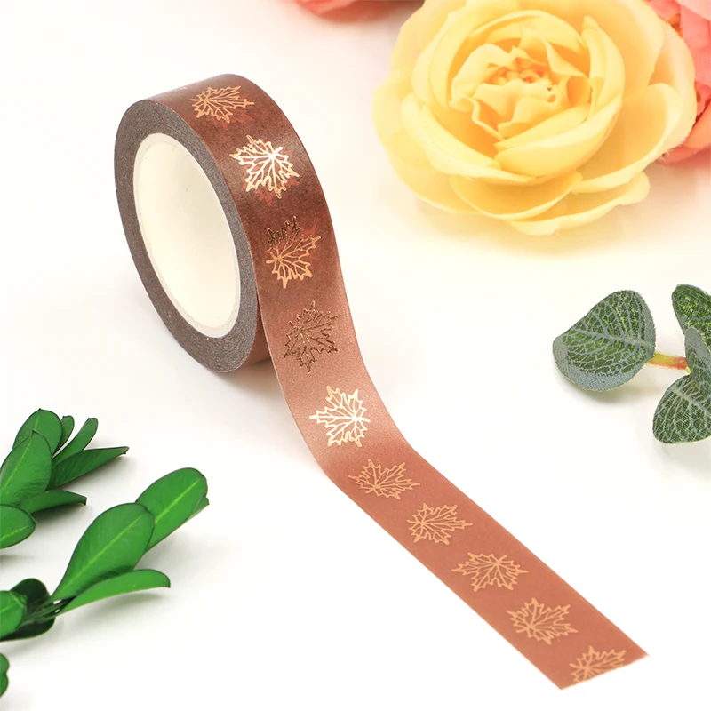 New 1PC 15mm x 10m Gold Foil Maple leaf Washi Tape Scrapbook Paper Masking Adhesive Christmas washy tape washi tape organizer