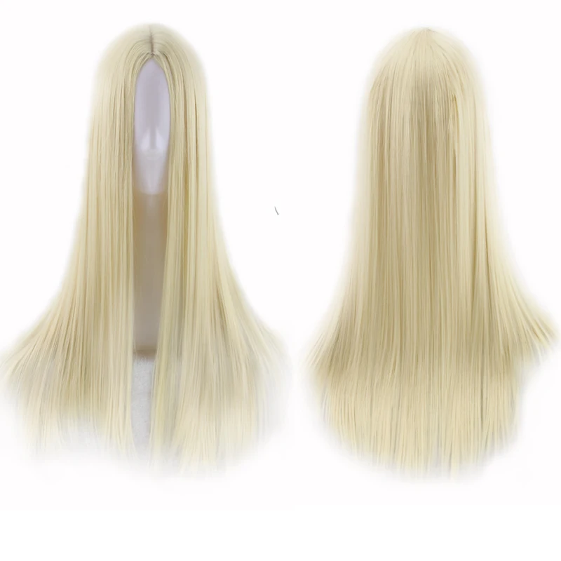 WoodFestival Synthetic Wig Female Straight Long Hair Cosplay Wigs For Women Red Blue Black Blonde Burgundy Silver Dark Brown