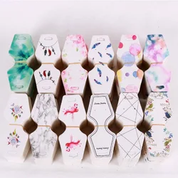 50pcs Foldable Kraft Paper Card Necklace Bracelet Hairband Jewelry Hanging Display Cards Pre-Punched Price Tag Cards Packaging