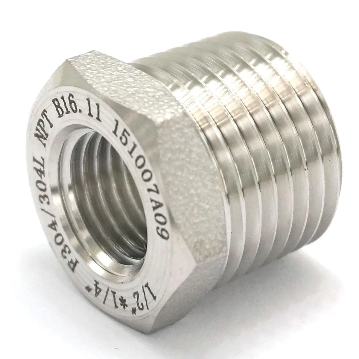 

1/2" NPT Male x 1/4" NPT Female 304 Stainless Steel Reducing Bush Forged Pipe Fitting 3000 PSI Water Gas Oil