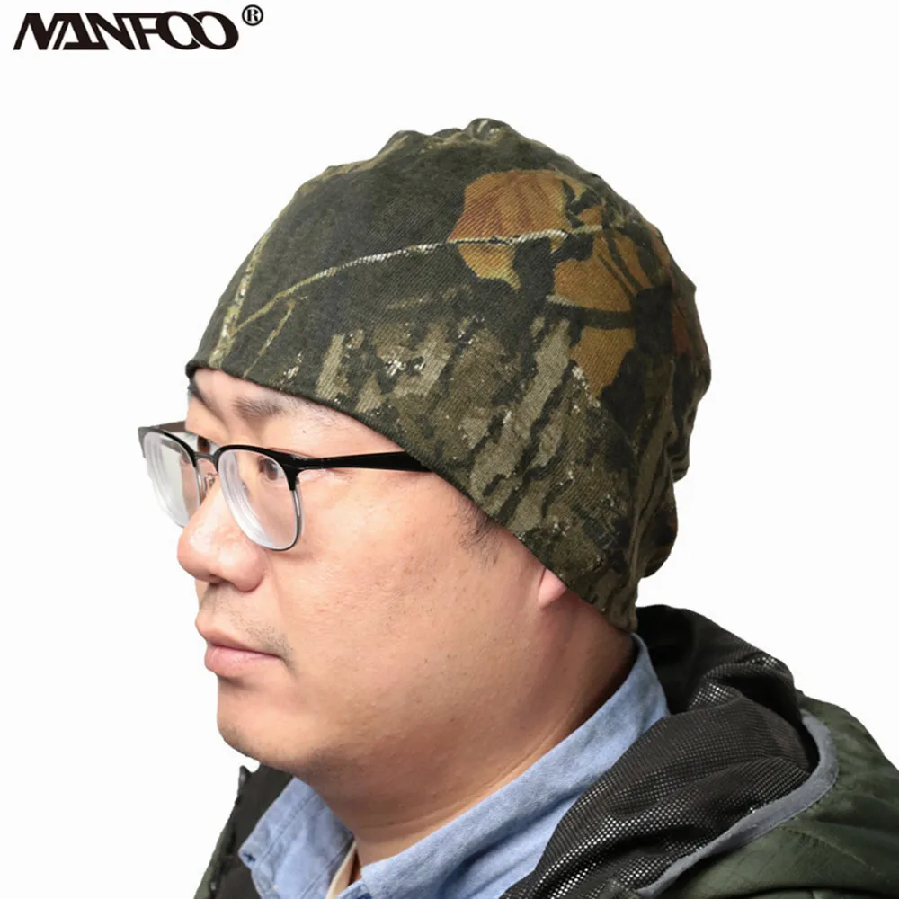 Winter Thermal Bionic Camouflage Hunting Fishing Head Cover Soft Breathable Lightweight Double-Sided Anti-Cold Knitted Hat