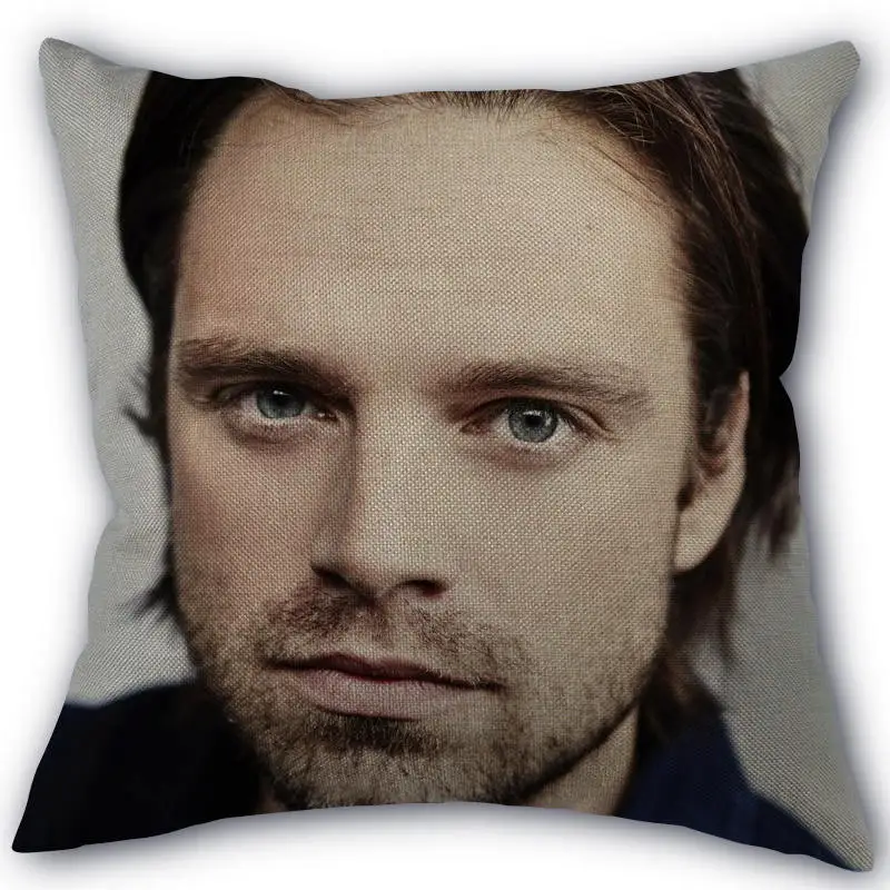 45X45cm Pillow Cover Sebastian Stan Home Decorative Pillowcase Square Zipper Cotton Linen Pillow Cases Bedroom 0331