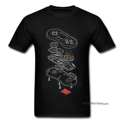 Custom T-shirt Gamer T Shirt Men Controller Anatomy Tops Tees Hip Hop Streetwear Students Arcade Tshirt Black Clothes Cotton