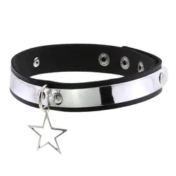 Black Leather Star Choker Necklaces Punk Necklace Collar For Girl Lady Chocker Neck Belt Strap Cosplay Festival Accessories