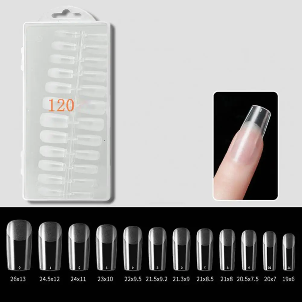 120Pcs/Set  Nail Tip Decorative Nail Art Piece Thin Ladder Shaped Almond Tip Polishing-Free Fashion Nail Extension Tip