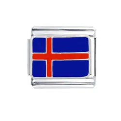 Wholesale Composable Jewelry Classic 9mm national Iceland country flag Italian charm link bracelet fit Zoppini boxer