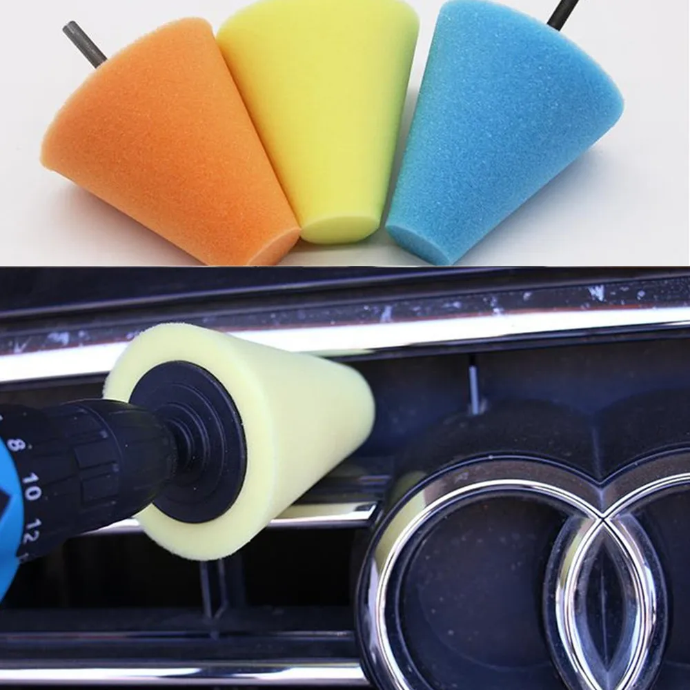 Burnishing Foam Sponge Polishing Pad Car Polisher Tyres Wheel Wheel Hub Tool Polishing Machine Cone-shape Whee 4 colors optional