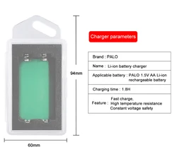 PALO usb smart charger for 1.5v aa li ion rechargeable battery