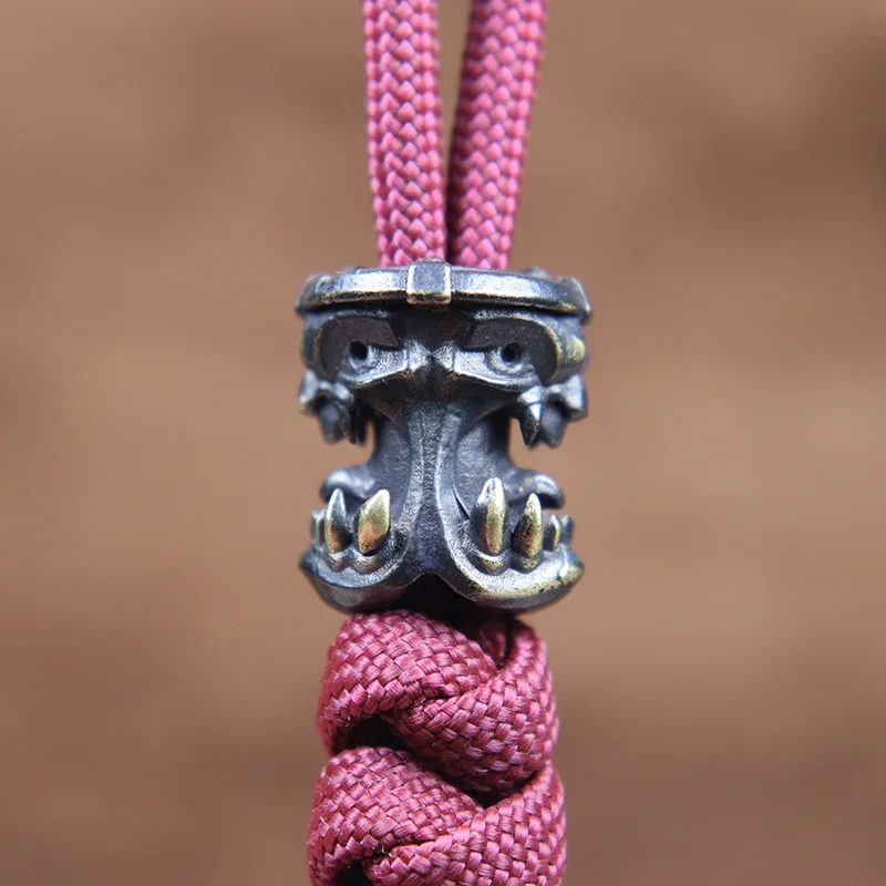 

Двусторонние латунные бусины в форме черепа в древнеегипетском стиле для ножей EDC, аксессуары для паракорда, для подвесок и пряжек