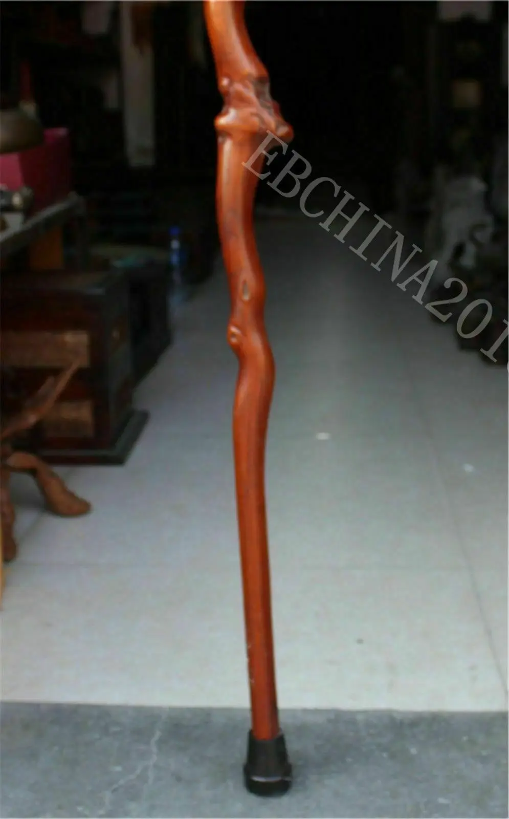 Old China Boxwood wood Hand-Carved Phoenix bird crutch Cane Wand Walking stick