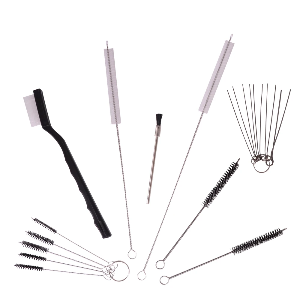 21Pcs Long Handle Airbrush Cleaning Brush Multi-Purpose Nozzle Brush Set Mini Brushes&Needles Cleaning Repair Tool Kit