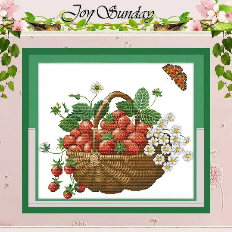 Tempting Strawberry Patterns Counted Cross Stitch Set DIY 11CT 14CT 16CT Stamped DMC Cross-stitch Kit Embroidery Needlework Gift