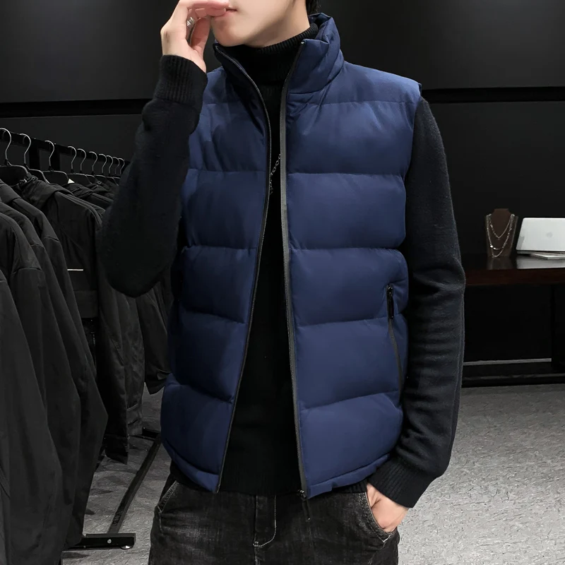 Winter Men's Down Cotton Vest Casual Jacket Men's Warm Vest Jacket Large Size Trendy M-5XL