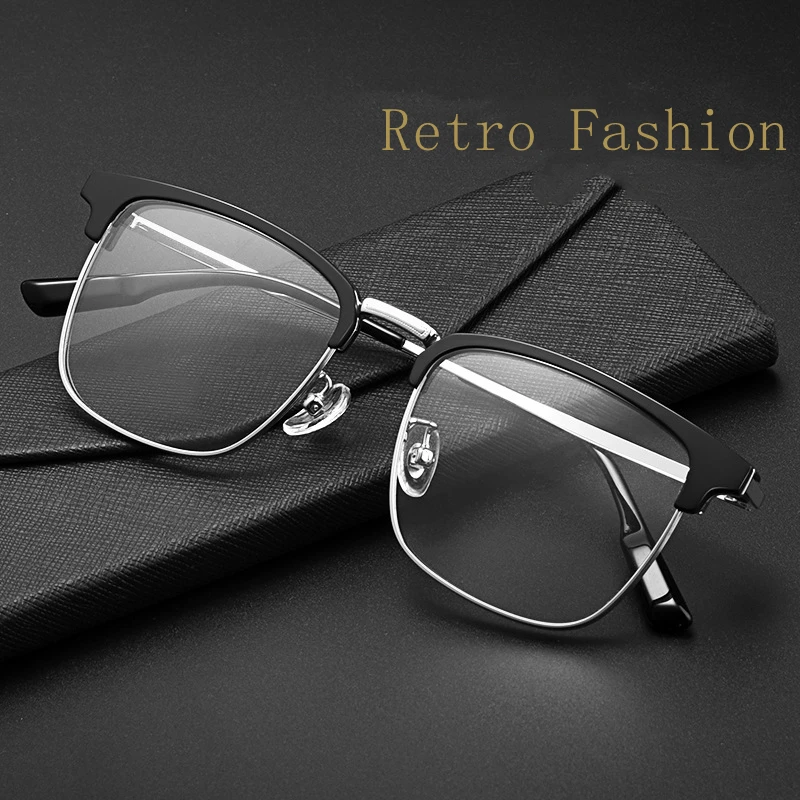 YIMARUILI Men's Ultra-Light Pure Titanium Eyeglasses Frame Retro Fashion Decorative Optical Prescription Spectacle Frame 2312YJ - view 3