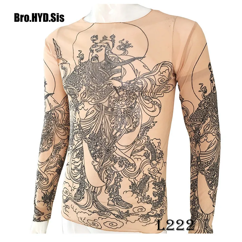 Funny Long Sleeve Fake Tattoo T Shirts All Over Print Men Women Arts Shirt Elastic Slim Fit Modal Thin Halloween Clothes