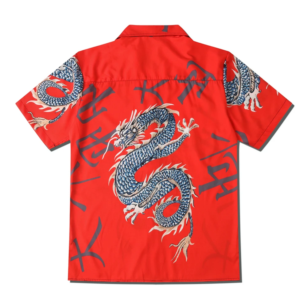 Dark Icon Dragon Chinese Letters Polo Shirt Men Women Summer Hawaiian Shirts Man Streetwear Clothing