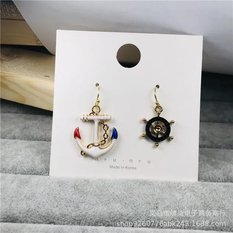 10Pcs Drop Oil Alloy Anchor Rudder Pendants Enamel Charms For Diy Jewelry Findings Accessory Making Earrings Gold Color Floating