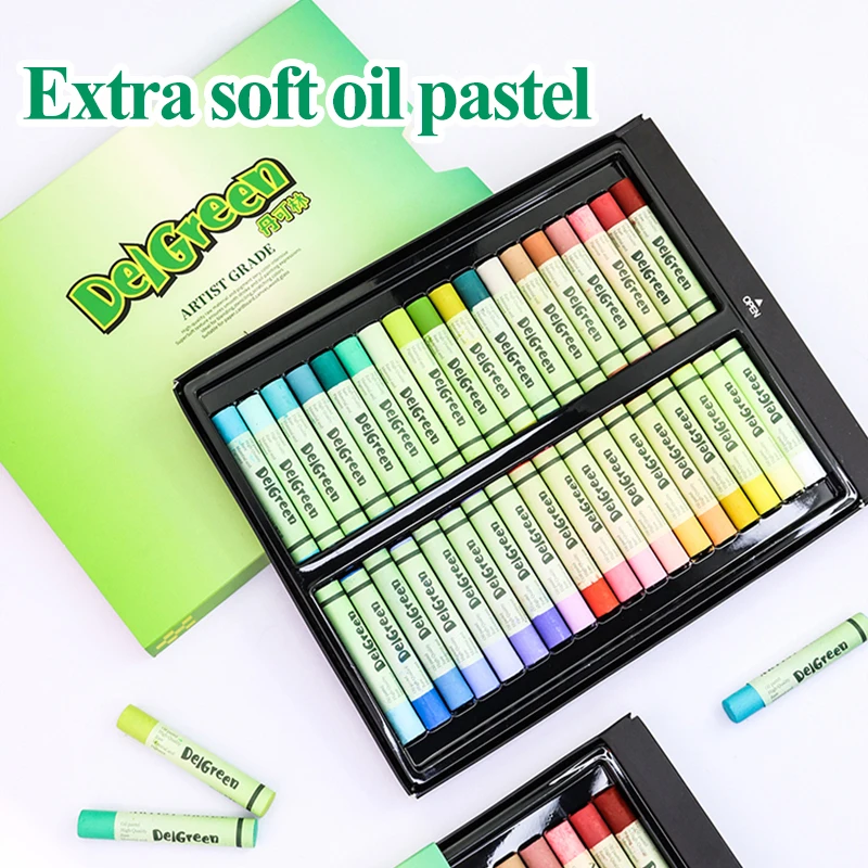 Delgreen Round Non-Toxic Washable Oil Painting Stick/Pastel/Crayon Drawing for Artist Student Graffiti Drawing Pen Soft Crayon