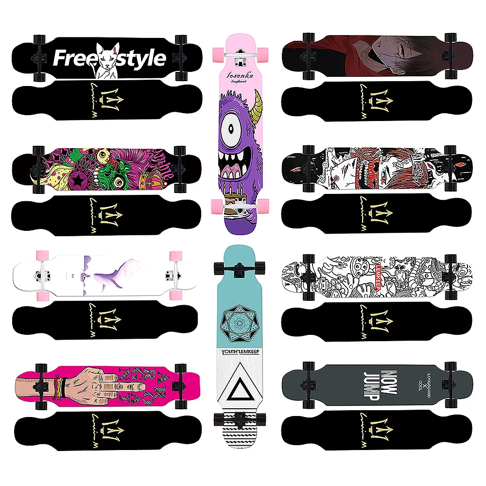 

Skateboard Longboard for Teenagers and Girls, Russia Maple, Natural Wood, Retro Fashion, Flat-Plate, Double Rocker, Skate Boards