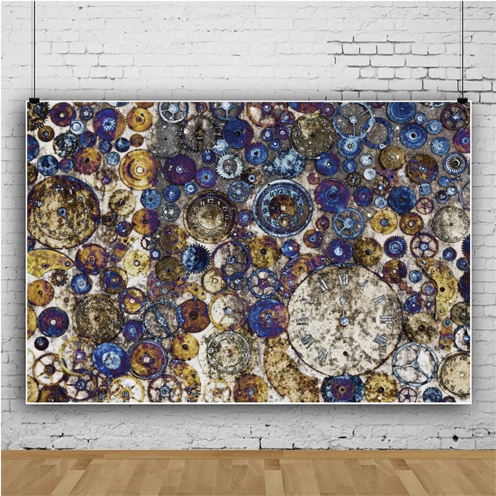 ساعة Laeacco القديمة الصدئة Steampunk الجرونج نمط التصوير خلفية الصورة الخلفيات صور دعوة استوديو الصور Photophone