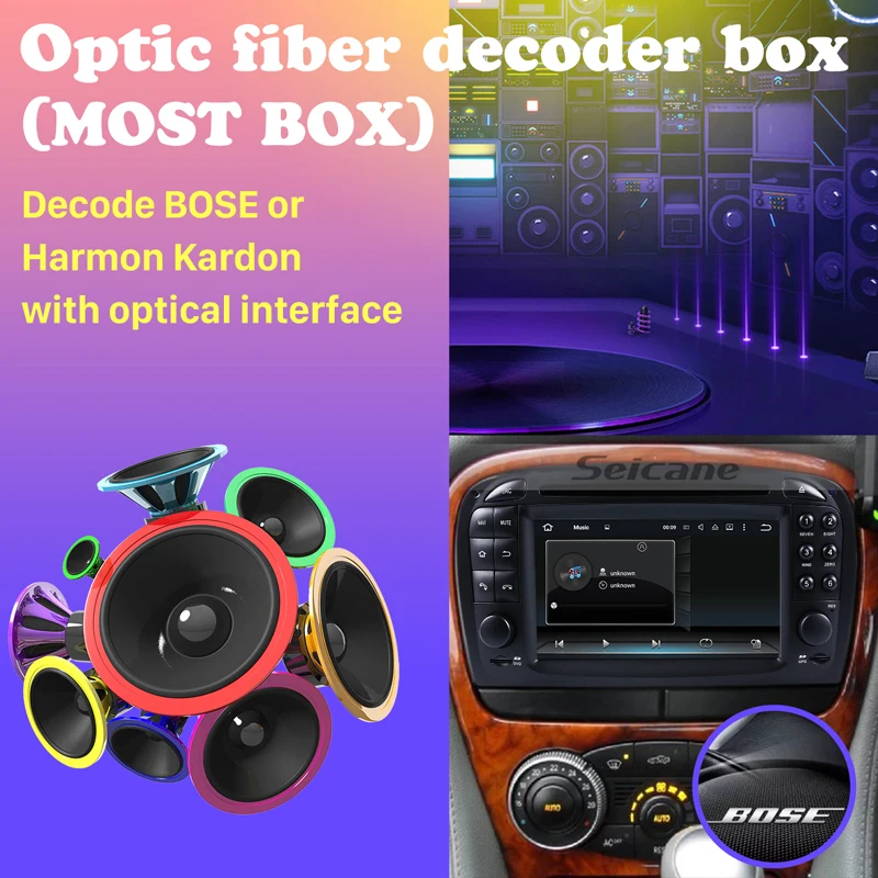 Seicane Car Optical Fiber Decoder Box Most Box for  Mercedes-Benz SLK W171 R171 SLK200 SLK280 SLK300 SLK350 SLK55 Auto Radio