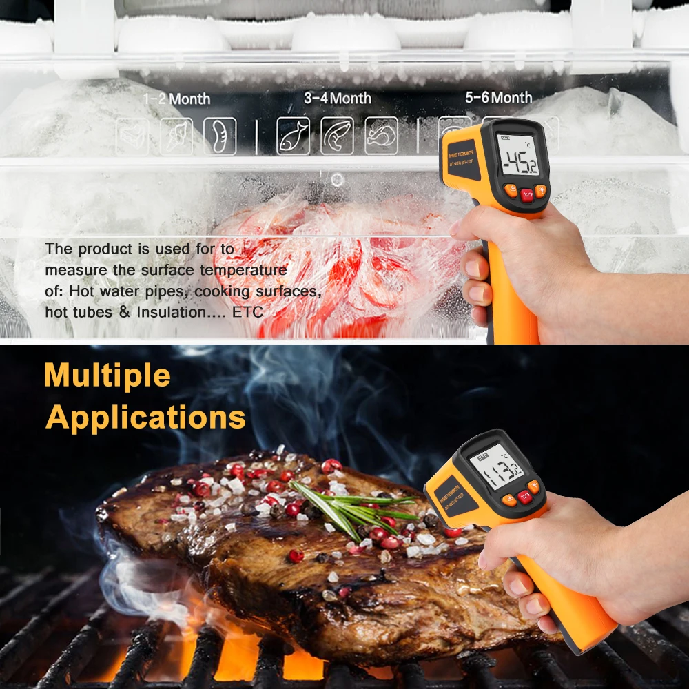 DEKO WD01 Non-Contact Laser LCD Display IR Infrared Digital C/F Selection Surface Temperature Thermometer Pyrometer Imager