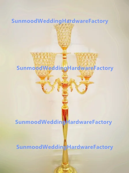 

12pcs )tall gold color wedding crystal candelabras metal candlesticks with flower bowl for wedding decoration centerpieces