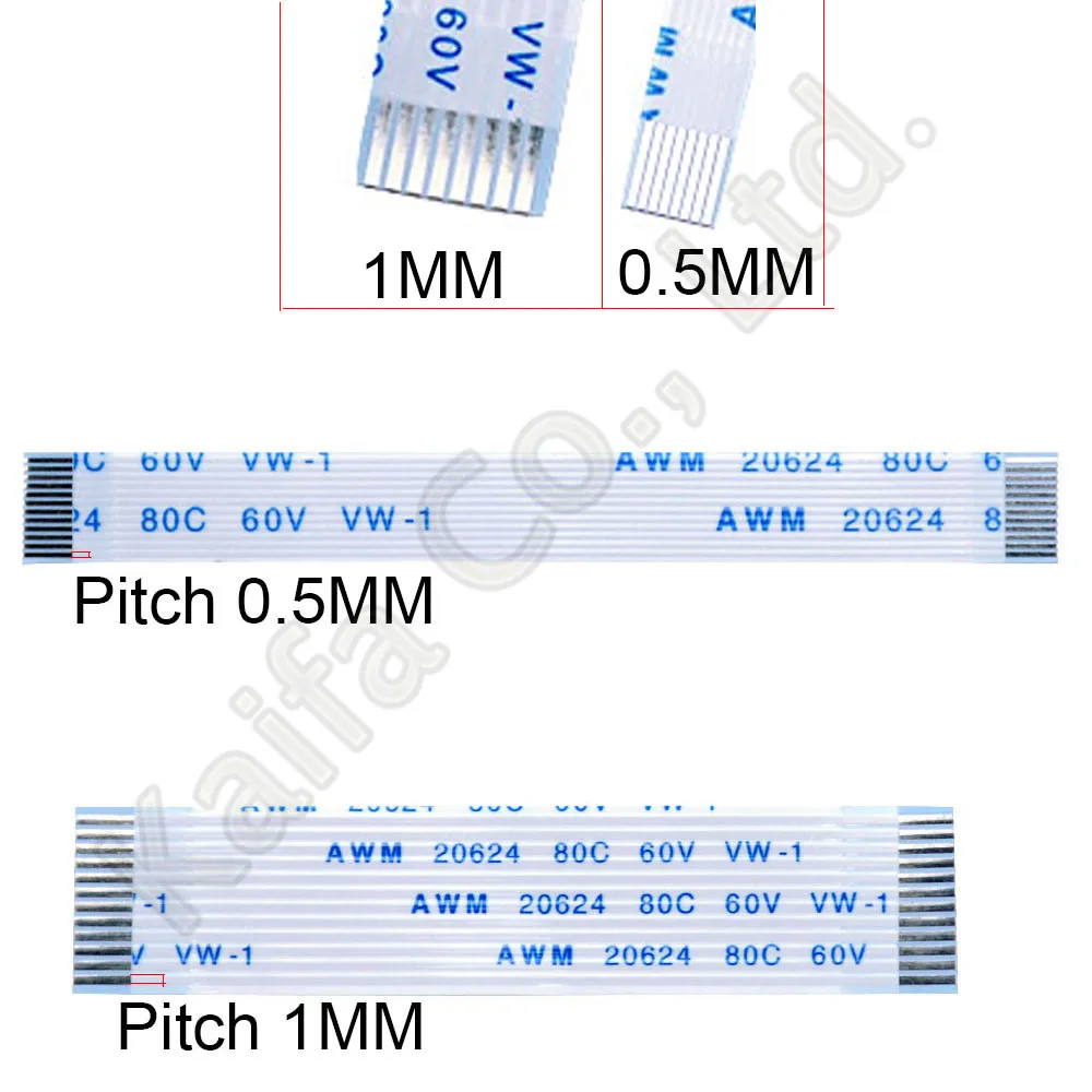 10PCS Flat Flexible Cable FFC FPC LCD Cable AWM 20624 80C 60V VW-1 Pitch 0.5 1.0MM 4P 6 8 10 12 14 16 18 20 24 26 30 32 34 40Pin