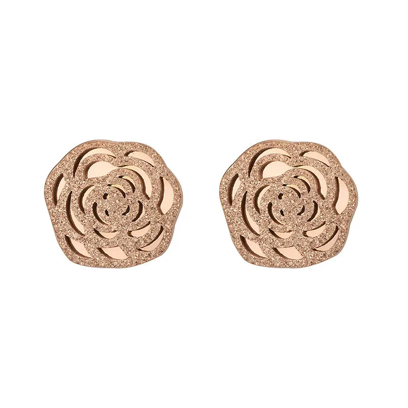 Titanium Steel Exquisite Camellia luxury Crystal Stud Earrings for Women Crystal Brand Jewelry Earring For Party Wedding Gift