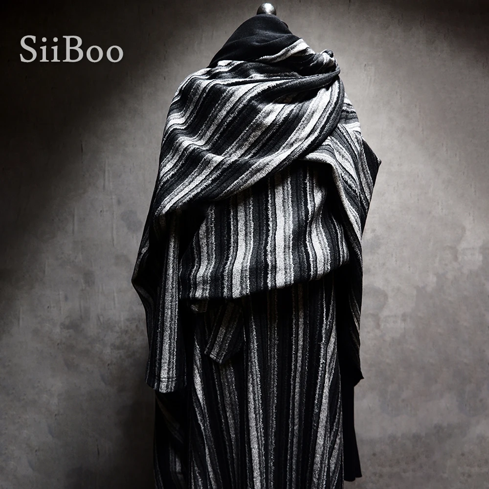 

Siiboo wool cotton blend fabric for winter coat jacket top dense stripe yarn-dyed luxurious lazy style sp6331