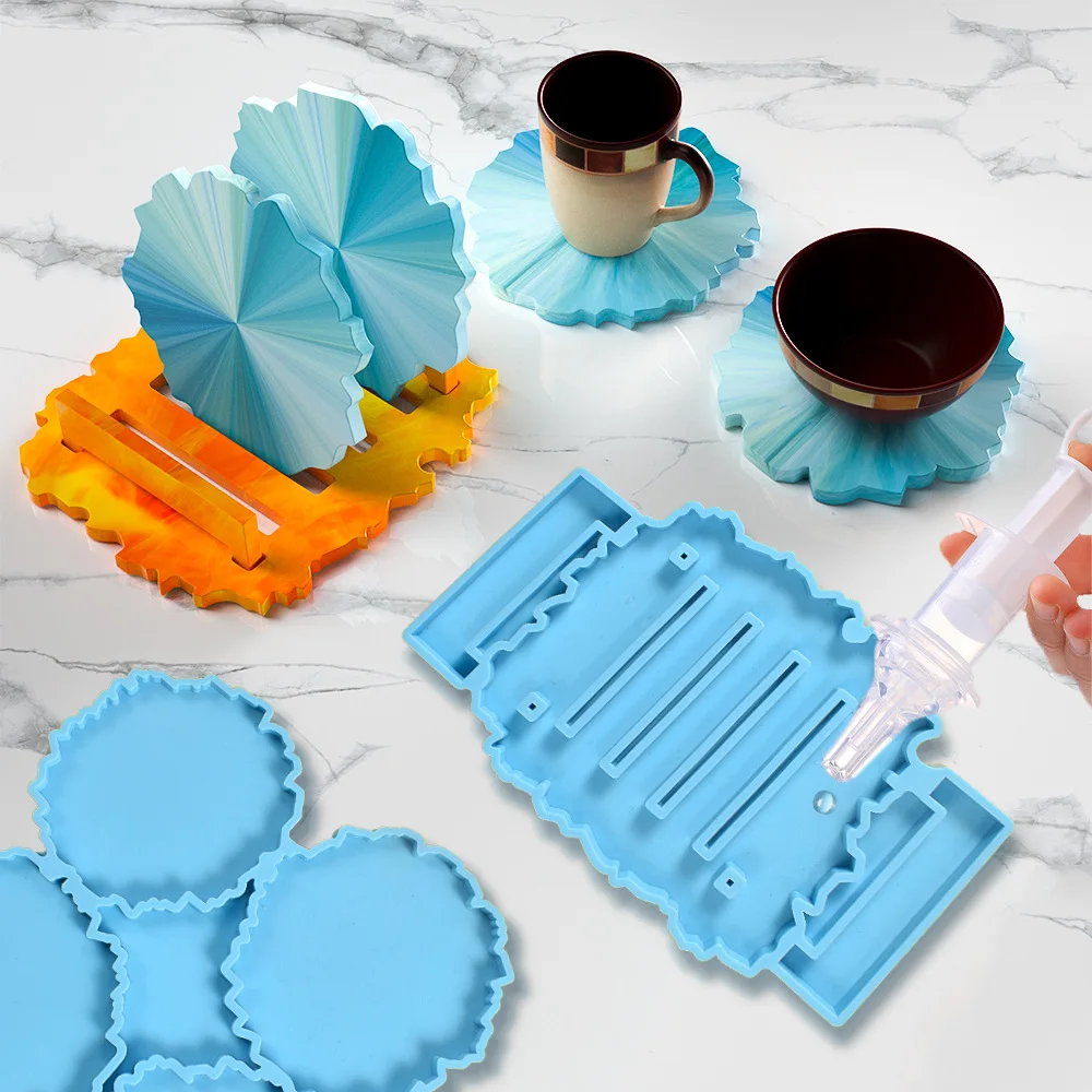 

DIY Resin Silicone Mold Irregular Cup Pad Cushions Contain Bracket Mold Set Silicone Mold For Resin