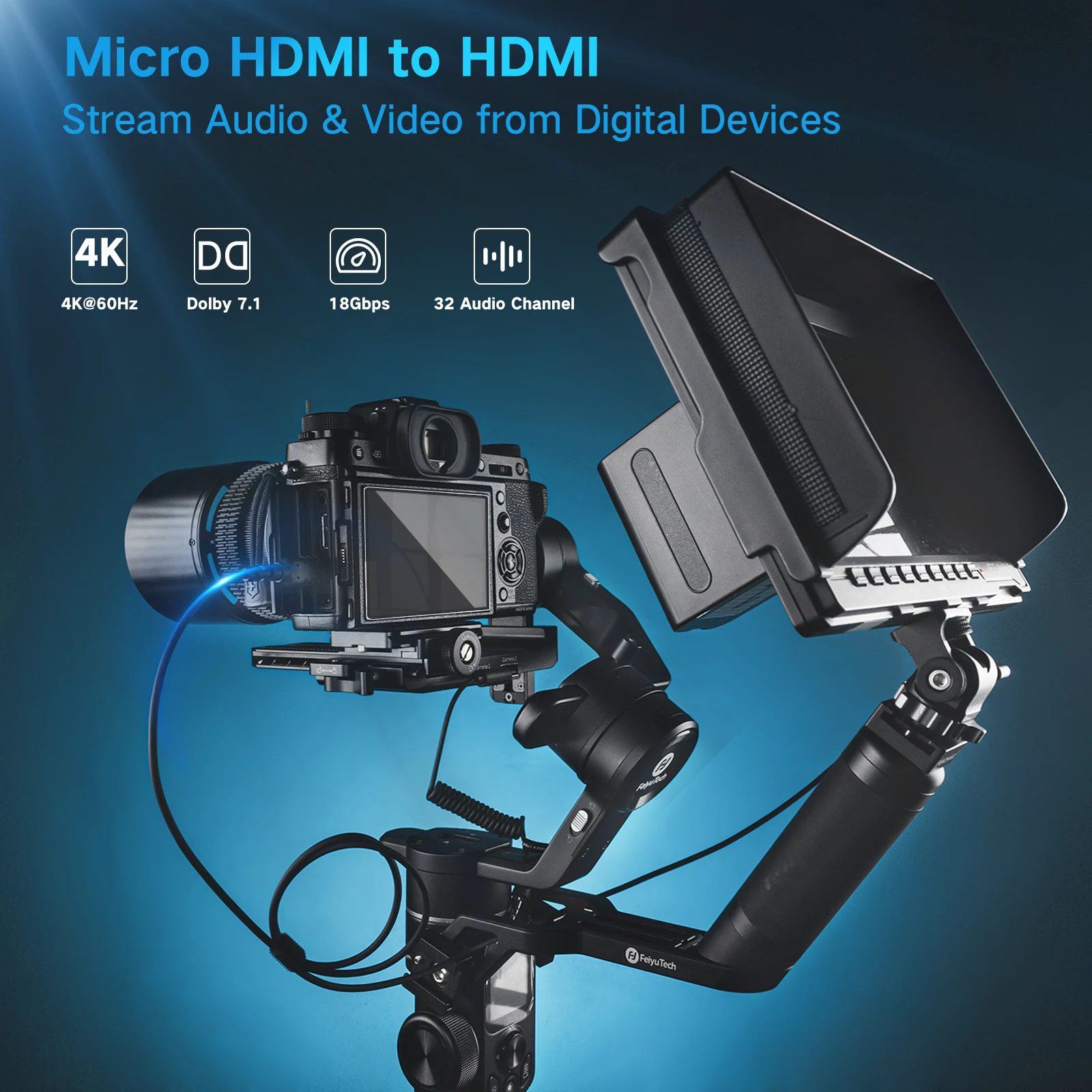 Кабель FOINNEX ультратонкий, гибкий Micro HDMI/HDMI, 3 фута, для подвеса GoPro Hero 7, черный, для камеры Canon, стабилизатора