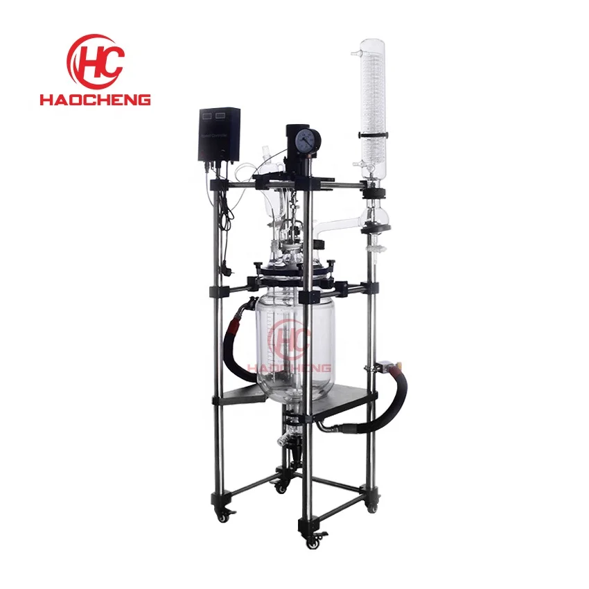 Reator químico de laboratório de 50 litros com camada dupla e vidro agitado